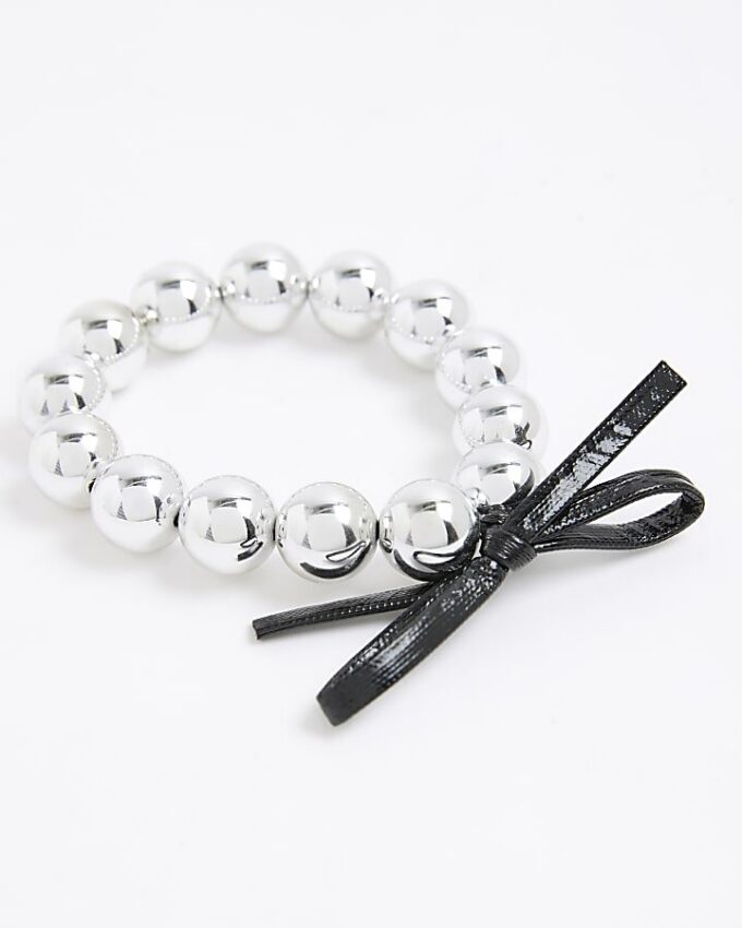 Silver ball bow headband