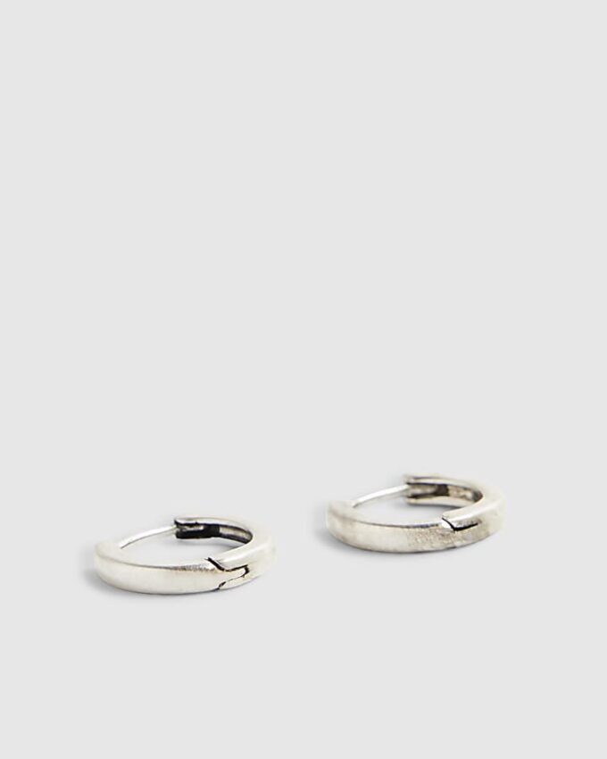 Silver Brushed Hoop Earrings