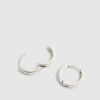 Silver Brushed Hoop Earrings