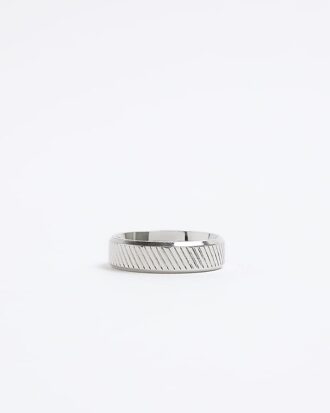 Silver colour slash ring