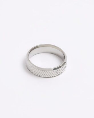 Silver colour slash ring