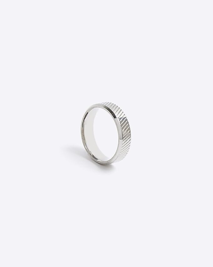 Silver colour slash ring