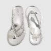 Silver Diamante Jelly Flip Flops