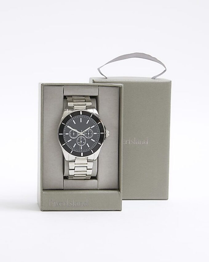 Silver Metal Black Dial Watch