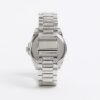 Silver Metal Black Dial Watch