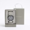 Silver Metal Black Dial Watch