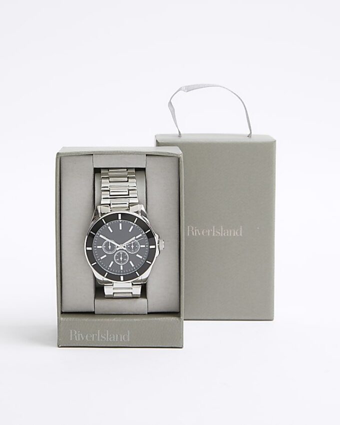 Silver Metal Black Dial Watch