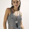 Silver Metallic Knit Cami Top
