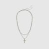 Silver Mixed Metal Cross Necklace