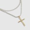 Silver Mixed Metal Cross Necklace