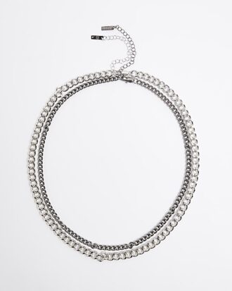 Silver Rhinestone Chunky Necklace