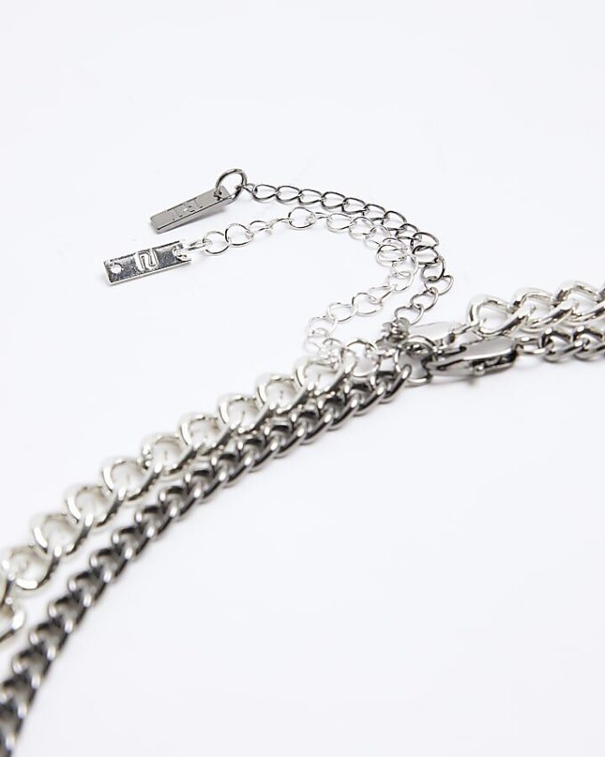 Silver Rhinestone Chunky Necklace
