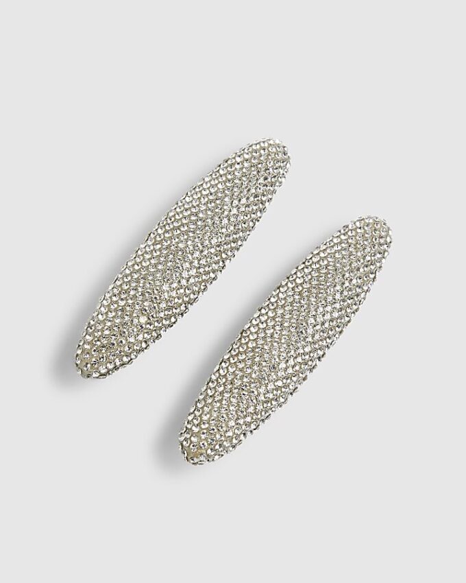 Silver Rhinestone Pack Of 2 Hair Clips