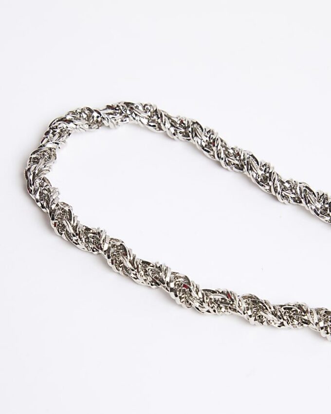 Silver Rhodium Twist Chain Necklace