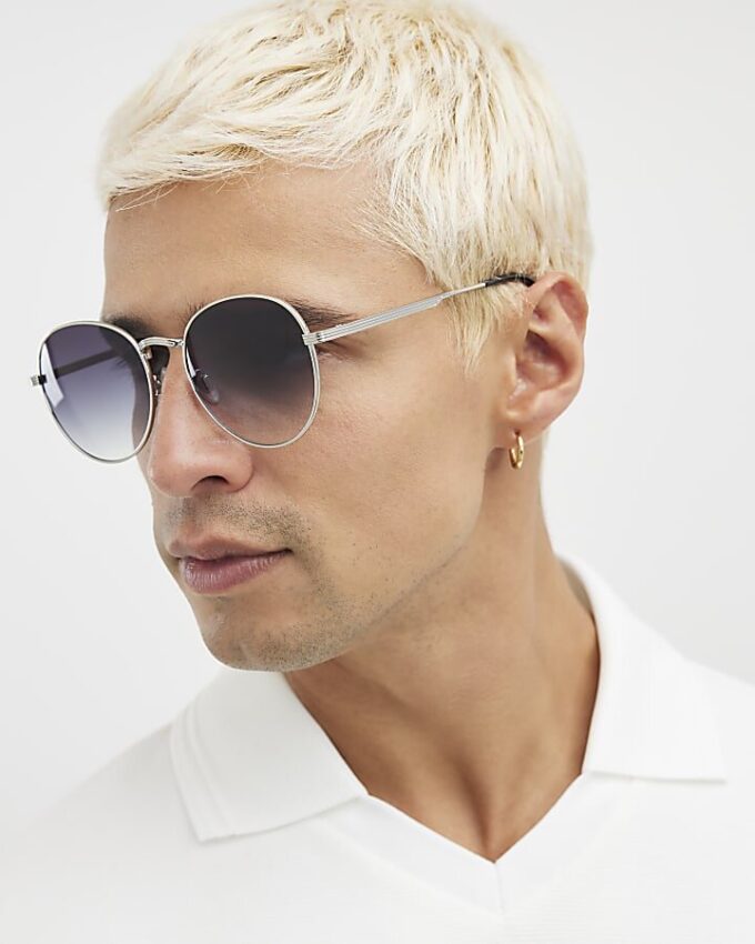 Silver Round Smoke Lens Sunglasses
