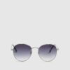 Silver Round Smoke Lens Sunglasses