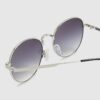 Silver Round Smoke Lens Sunglasses