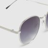 Silver Round Smoke Lens Sunglasses