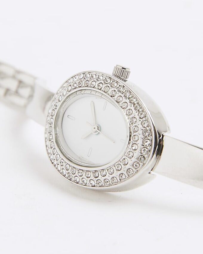 Silver Skinny Strap Oval Watch