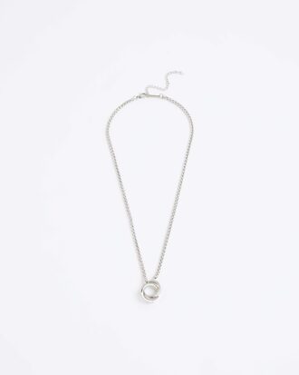 Silver Stainless Steel Circular Necklace
