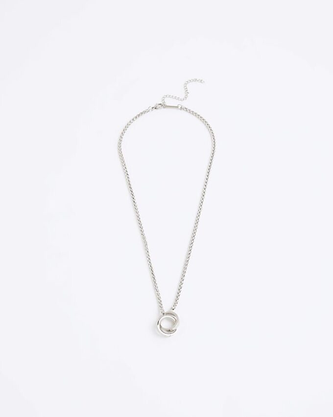 Silver Stainless Steel Circular Necklace