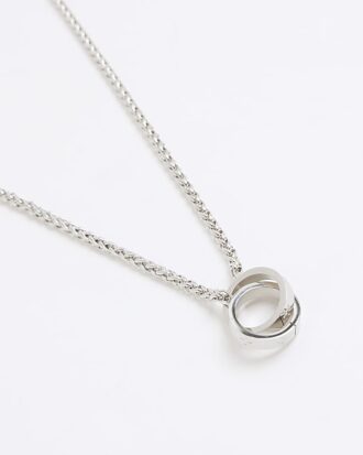 Silver Stainless Steel Circular Necklace