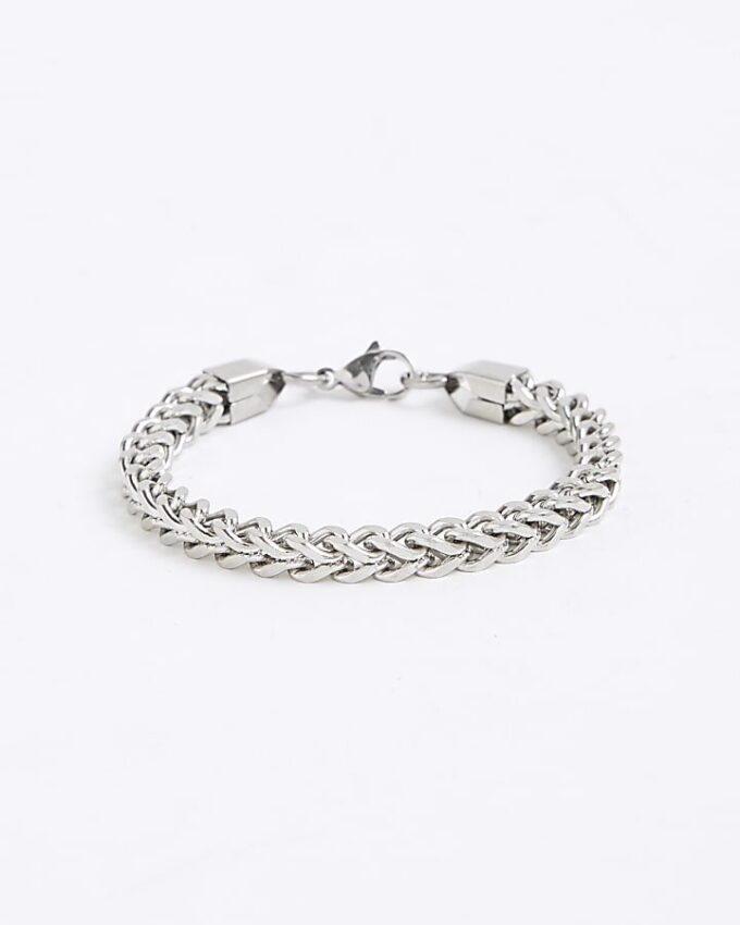 Silver Steel Chunky Chain Bracelet