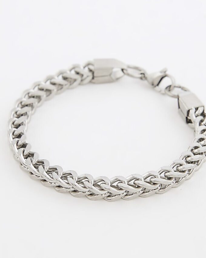 Silver Steel Chunky Chain Bracelet