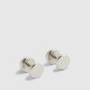 Silver Steel Circle Stud Earrings