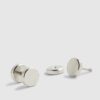 Silver Steel Circle Stud Earrings