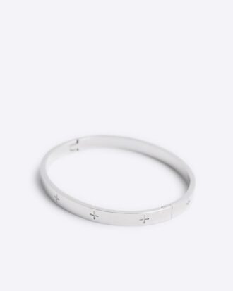 Steel Metal Rhodium Circle Bangle