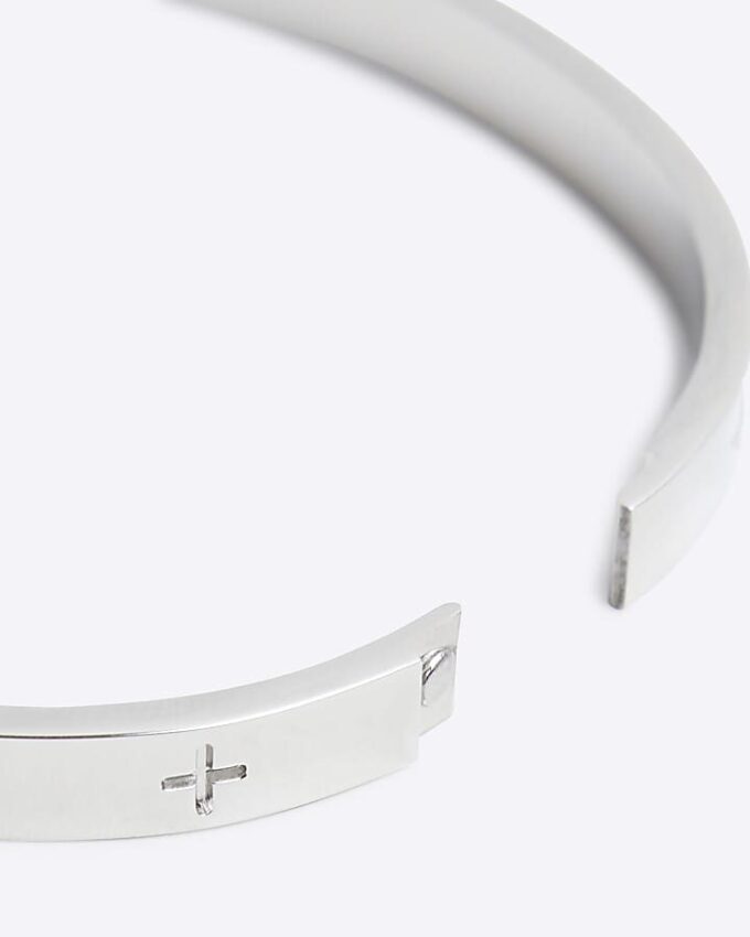 Steel Metal Rhodium Circle Bangle