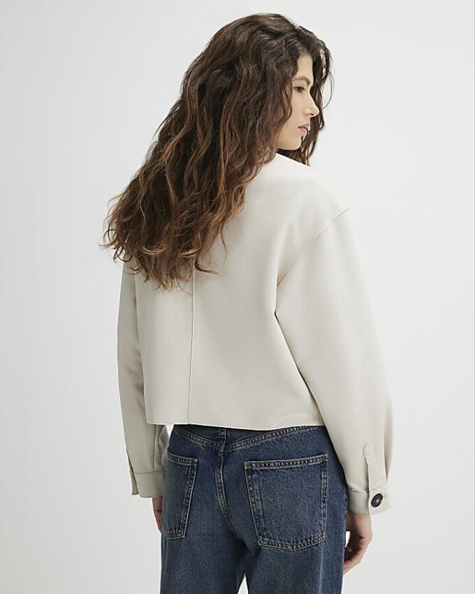 Stone Faux Suede Overshirt