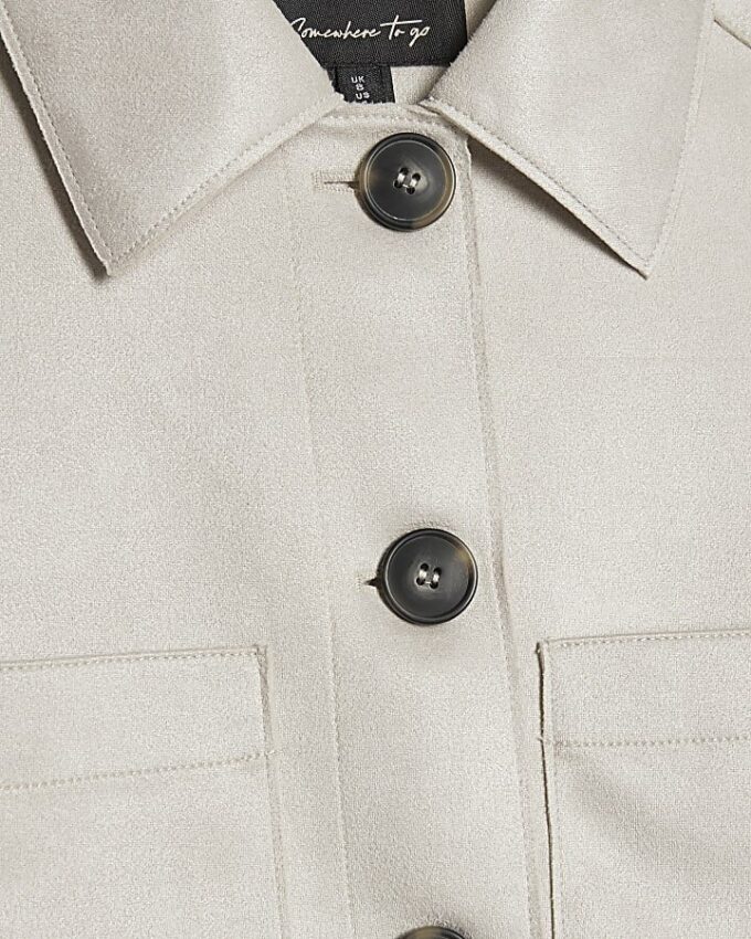 Stone Faux Suede Overshirt
