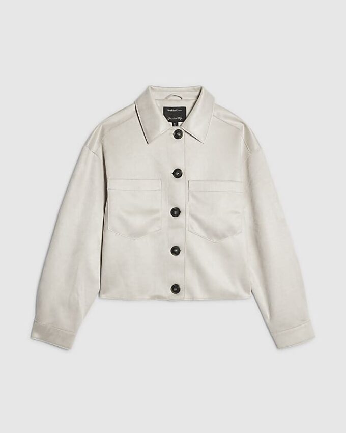 Stone Faux Suede Overshirt