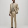 Stone Skinny Fit Textured Suit Trousers