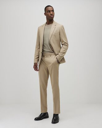 Stone Skinny Fit Textured Suit Trousers