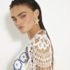White Crochet Long Sleeve Mini Beach Dress