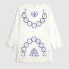 White Crochet Long Sleeve Mini Beach Dress