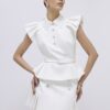 White Diamante Pleated Mini Skirt