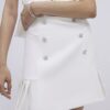 White Diamante Pleated Mini Skirt