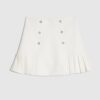 White Diamante Pleated Mini Skirt