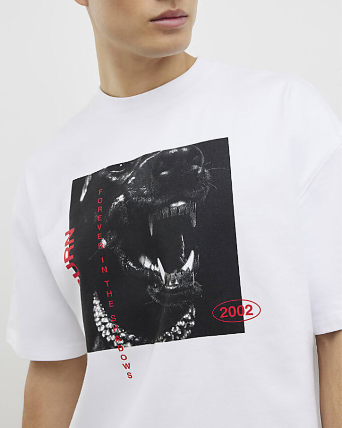 White Dog Print T-Shirt