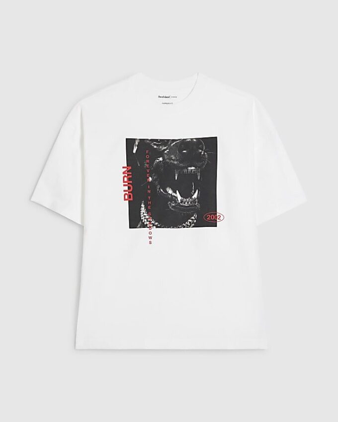 White Dog Print T-Shirt