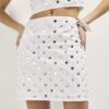 White Embellished Mini Beach Skirt