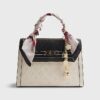 White Embossed Charm Tote Bag