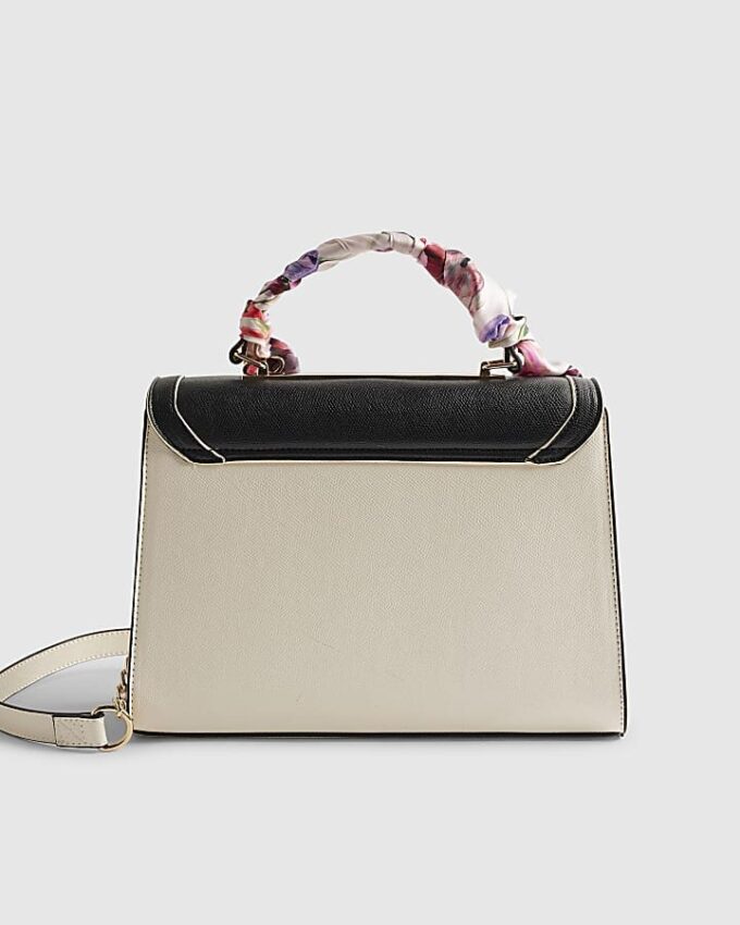 White Embossed Charm Tote Bag