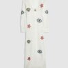 White Embroidered Knit Maxi Beach Dress