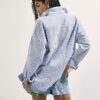 White Embroidered Patchwork Stripe Shirt