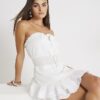 White Embroidered Ruffle Beach Playsuit